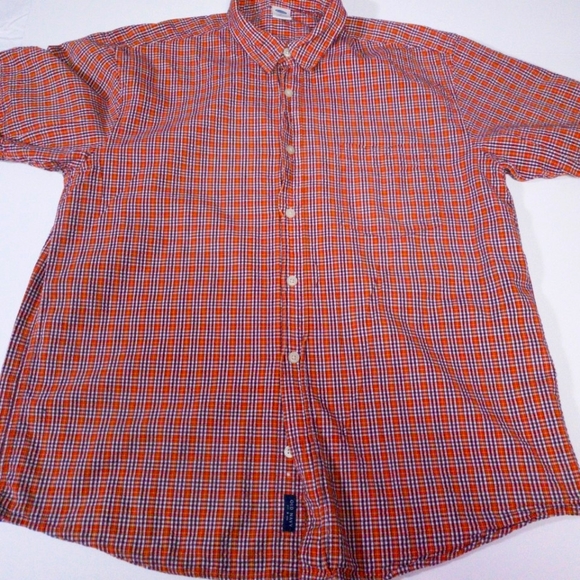 Old Navy Shirt Sleeve Orange Gingham Shirt - Picture 1 of 15
